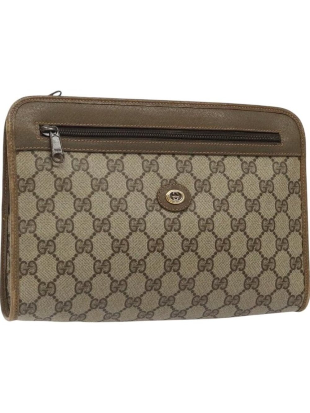 GUCCI GG Plus Supreme Clutch Bag PVC Beige 97 01 037